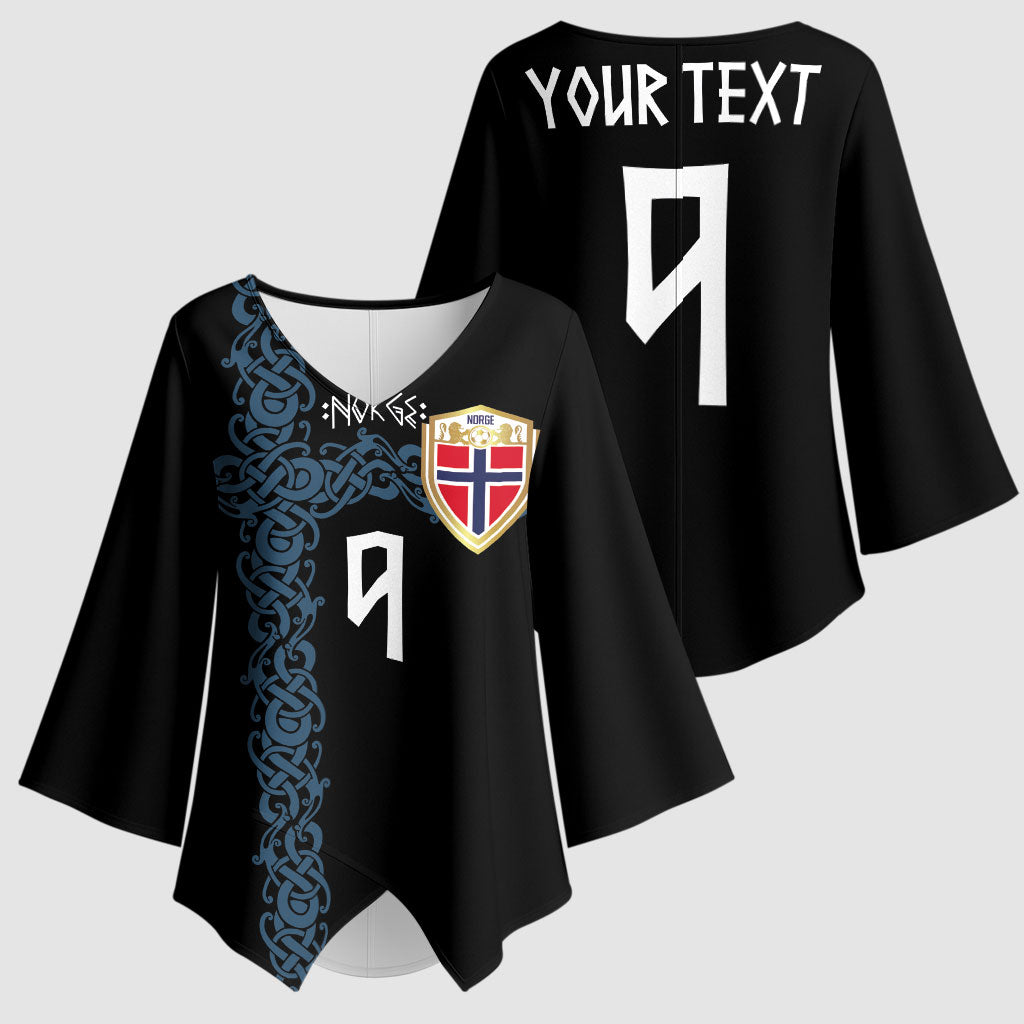 Norwegian Football Custom 2026 Kimono Sleeve Blouse Norge Viking Ornament Black Color
