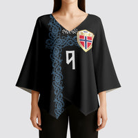 Norwegian Football Custom 2026 Kimono Sleeve Blouse Norge Viking Ornament Black Color