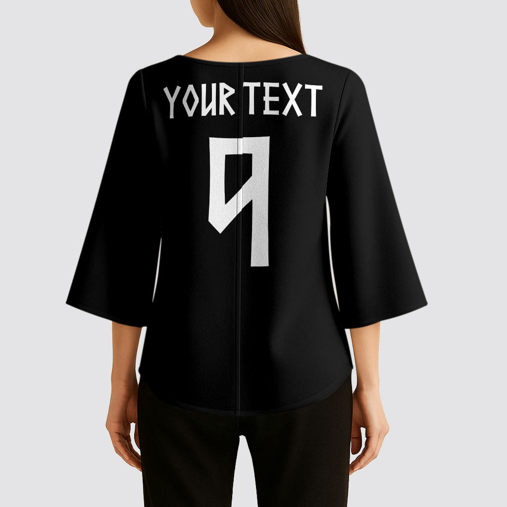 Norwegian Football Custom 2026 Kimono Sleeve Blouse Norge Viking Ornament Black Color
