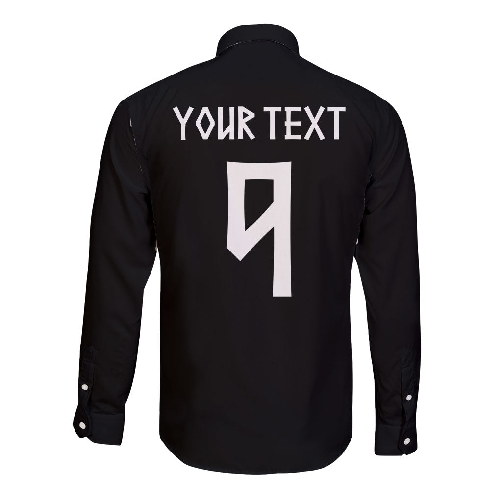 Norwegian Football Custom 2026 Long Sleeve Button Shirt Norge Viking Ornament Black Color