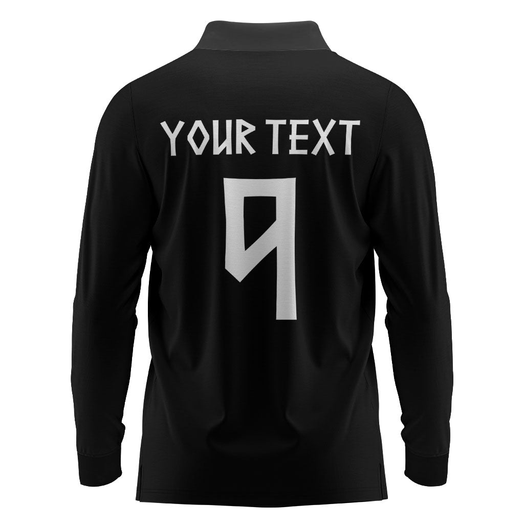 Norwegian Football Custom 2026 Long Sleeve Polo Shirt Norge Viking Ornament Black Color