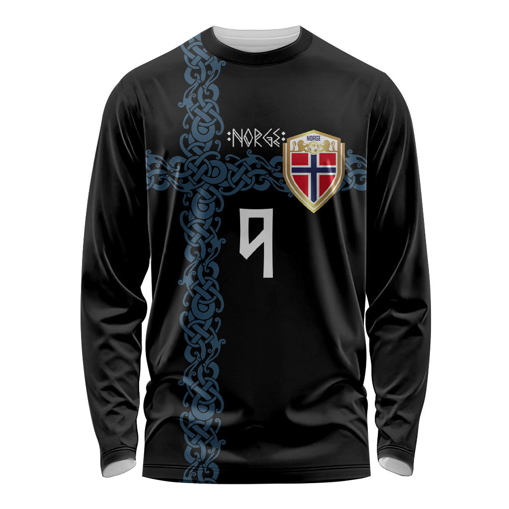 Norwegian Football Custom 2026 Long Sleeve Shirt Norge Viking Ornament Black Color