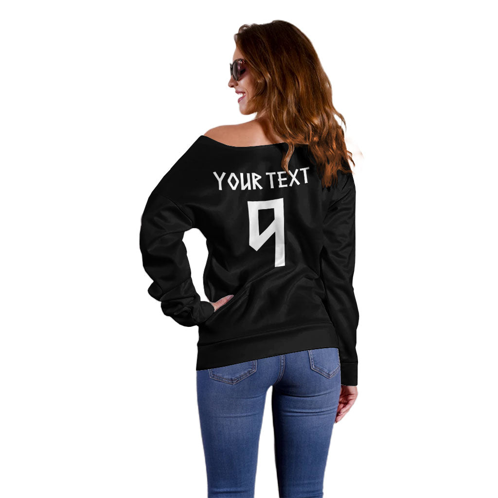 Norwegian Football Custom 2026 Off Shoulder Sweater Norge Viking Ornament Black Color