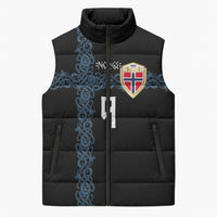 Norwegian Football Custom 2026 Sleeveless Puffer Jacket Norge Viking Ornament Black Color