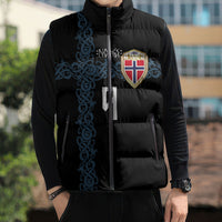 Norwegian Football Custom 2026 Sleeveless Puffer Jacket Norge Viking Ornament Black Color