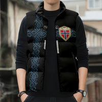 Norwegian Football Custom 2026 Sleeveless Puffer Jacket Norge Viking Ornament Black Color