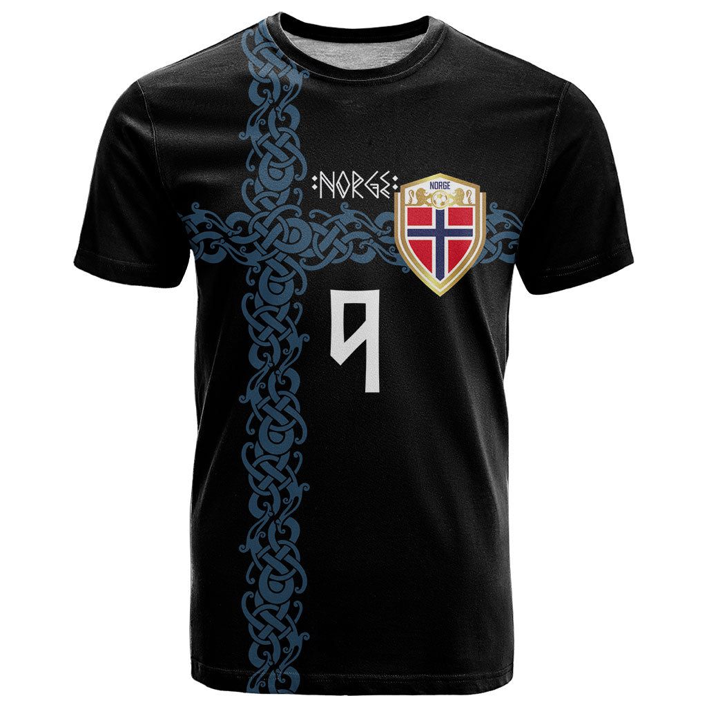 Norwegian Football Custom 2026 T Shirt Norge Viking Ornament Black Color