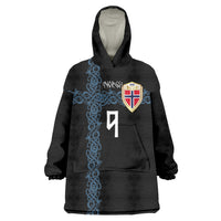 Norwegian Football Custom 2026 Wearable Blanket Hoodie Norge Viking Ornament Black Color