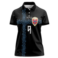 Norwegian Football Custom 2026 Women Polo Shirt Norge Viking Ornament Black Color