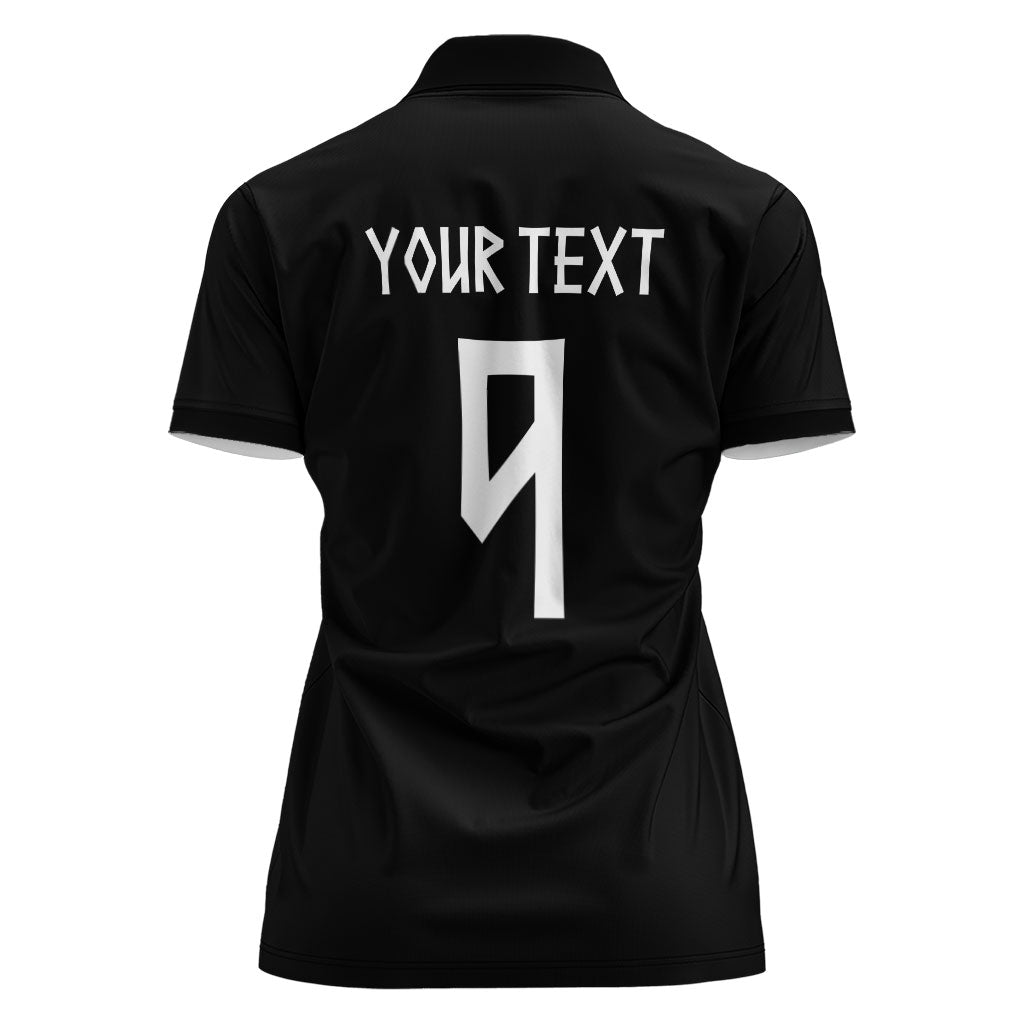 Norwegian Football Custom 2026 Women Polo Shirt Norge Viking Ornament Black Color