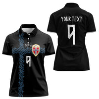 Norwegian Football Custom 2026 Women Polo Shirt Norge Viking Ornament Black Color