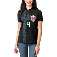 Norwegian Football Custom 2026 Women Polo Shirt Norge Viking Ornament Black Color