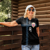 Norwegian Football Custom 2026 Women Polo Shirt Norge Viking Ornament Black Color