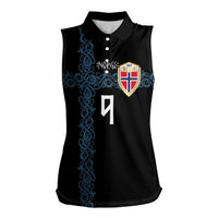 Norwegian Football Custom 2026 Women Sleeveless Polo Shirt Norge Viking Ornament Black Color