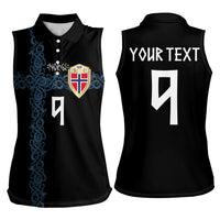 Norwegian Football Custom 2026 Women Sleeveless Polo Shirt Norge Viking Ornament Black Color