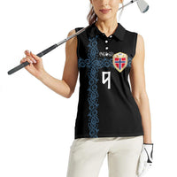 Norwegian Football Custom 2026 Women Sleeveless Polo Shirt Norge Viking Ornament Black Color