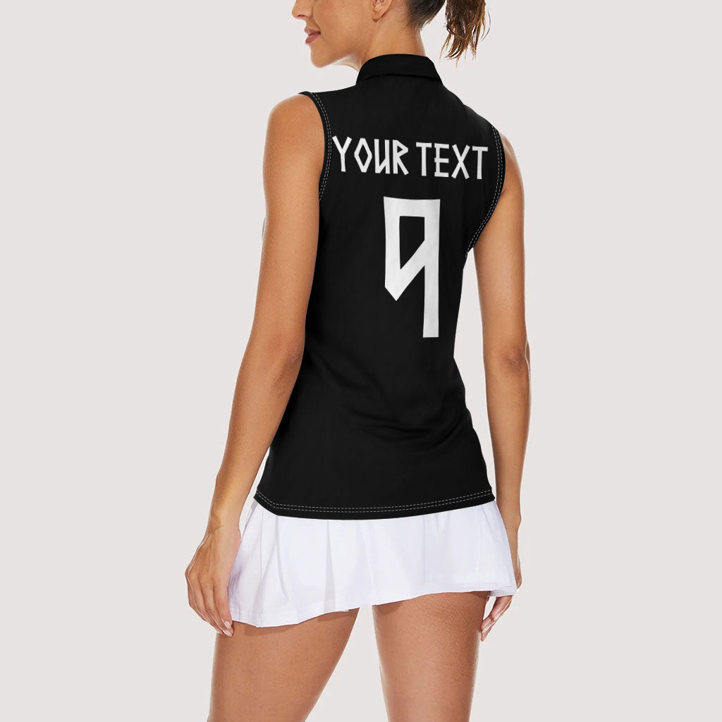 Norwegian Football Custom 2026 Women Sleeveless Polo Shirt Norge Viking Ornament Black Color