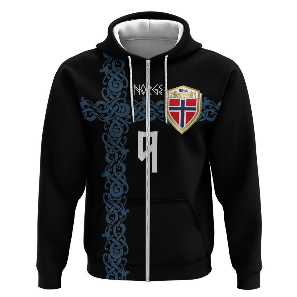 Norwegian Football Custom 2026 Zip Hoodie Norge Viking Ornament Black Color