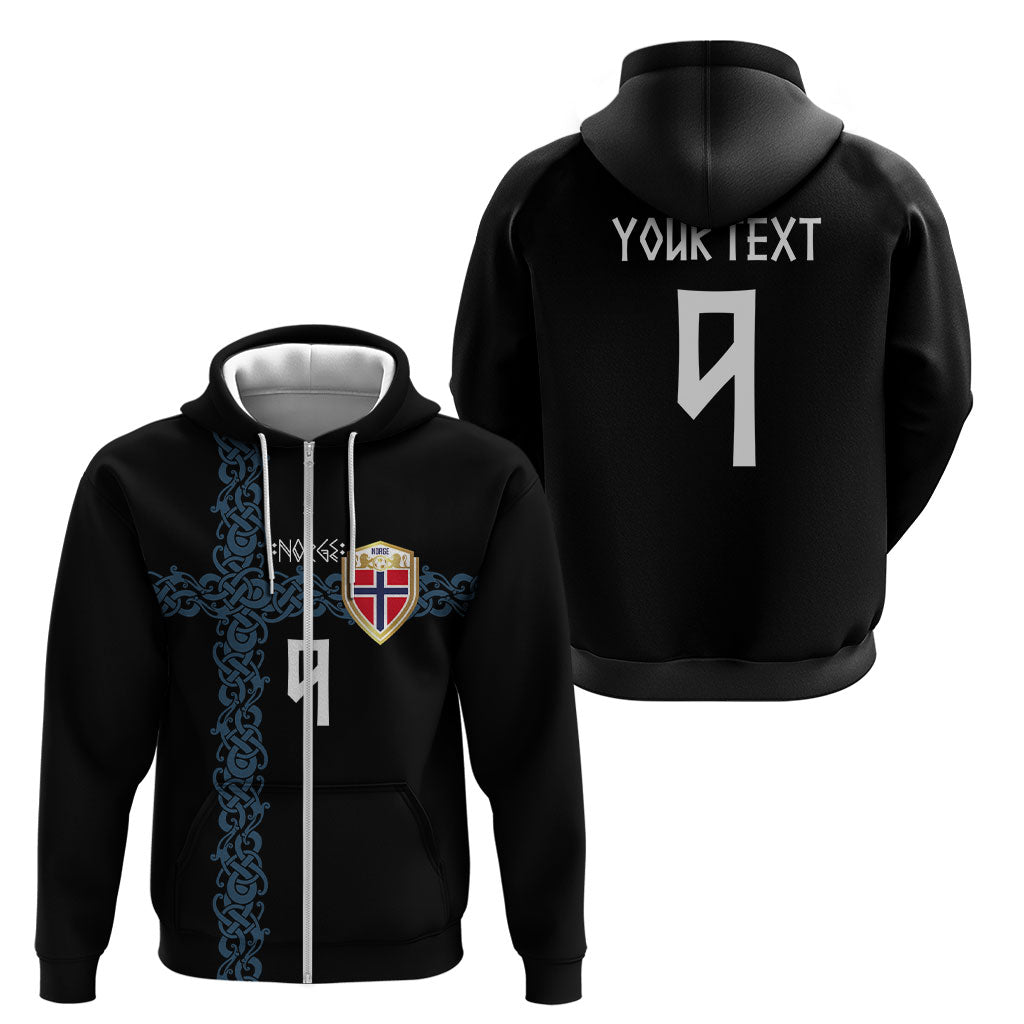 Norwegian Football Custom 2026 Zip Hoodie Norge Viking Ornament Black Color