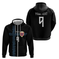 Norwegian Football Custom 2026 Zip Hoodie Norge Viking Ornament Black Color
