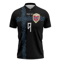Norwegian Football Custom 2026 Zipper Polo Shirt Norge Viking Ornament Black Color