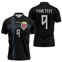 Norwegian Football Custom 2026 Zipper Polo Shirt Norge Viking Ornament Black Color