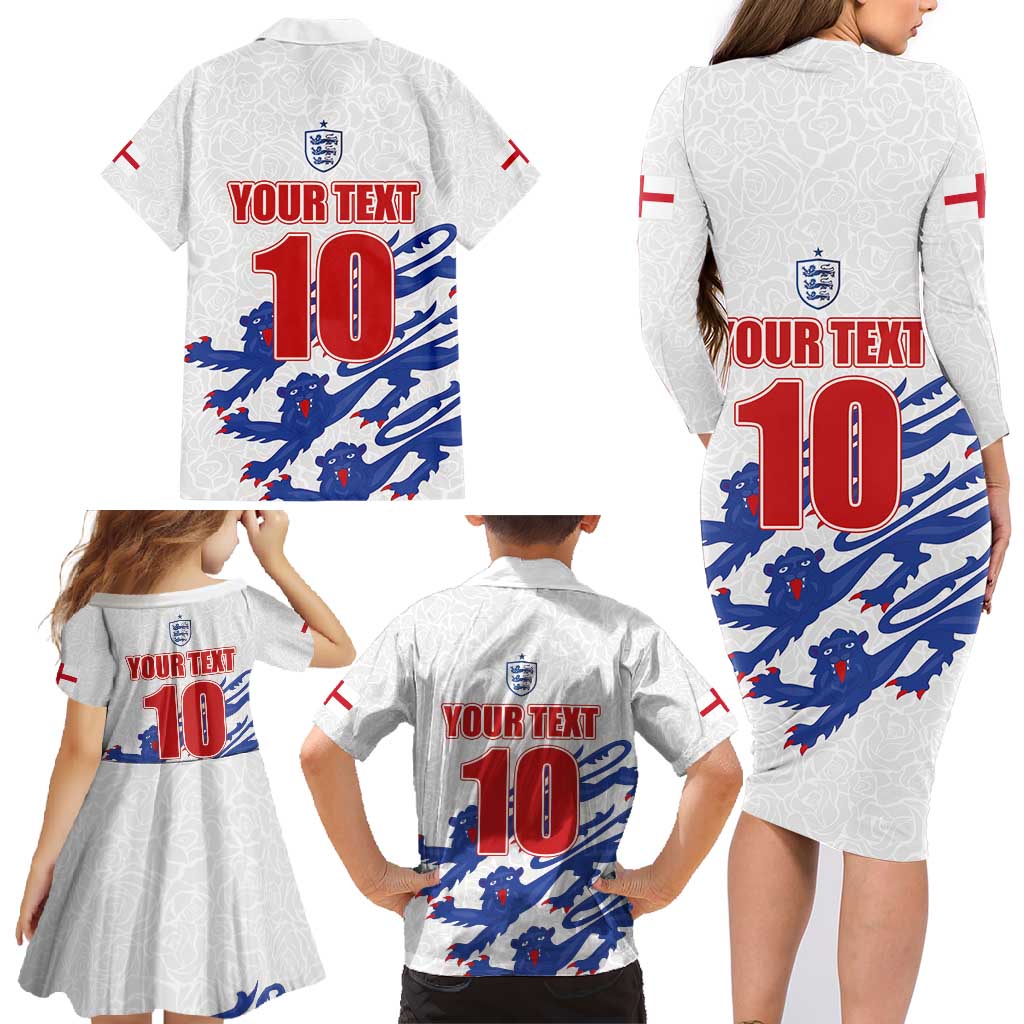 Custom England Football 2024 Road to The Champion Family Matching Long Sleeve Bodycon Dress and Hawaiian Shirt Football's Coming Home - Wonder Print Shop