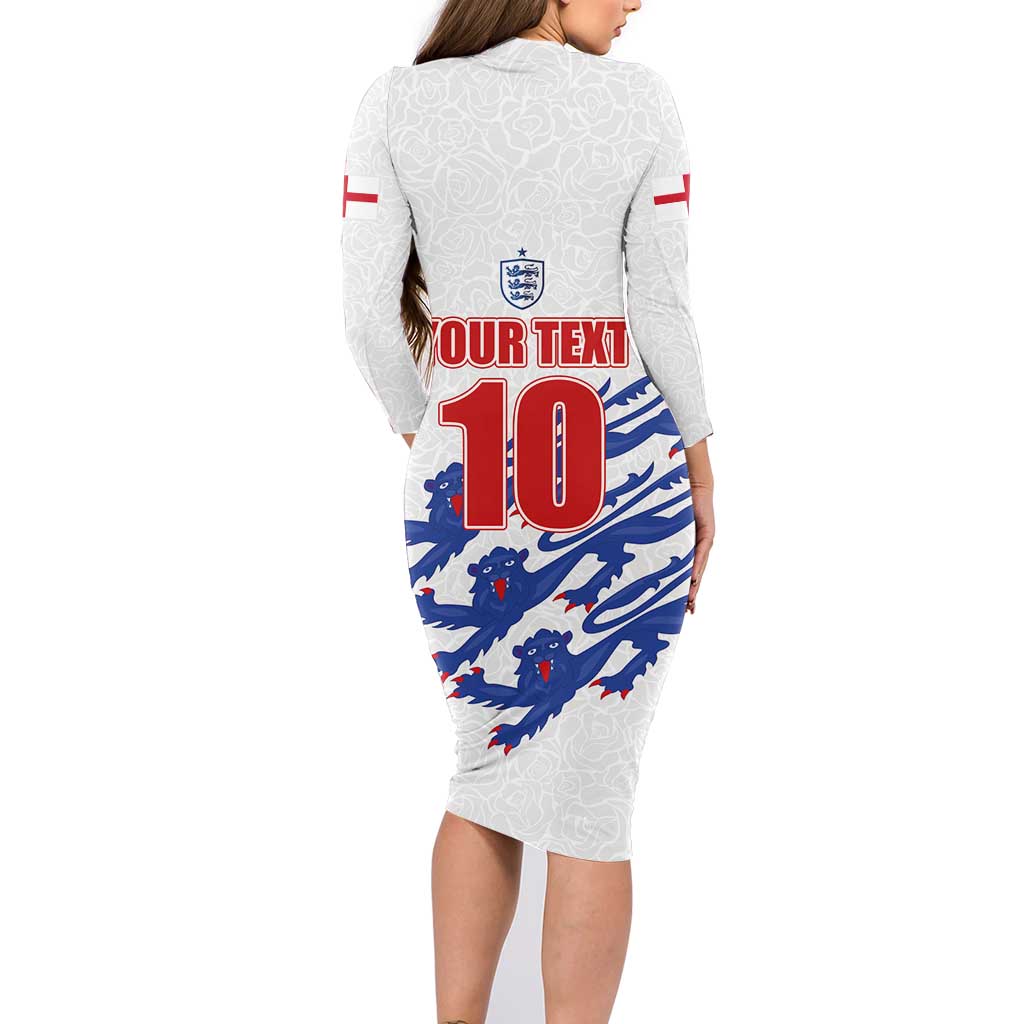Custom England Football 2024 Road to The Champion Family Matching Long Sleeve Bodycon Dress and Hawaiian Shirt Football's Coming Home - Wonder Print Shop
