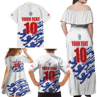 Custom England Football 2024 Road to The Champion Family Matching Off Shoulder Maxi Dress and Hawaiian Shirt Football's Coming Home - Wonder Print Shop