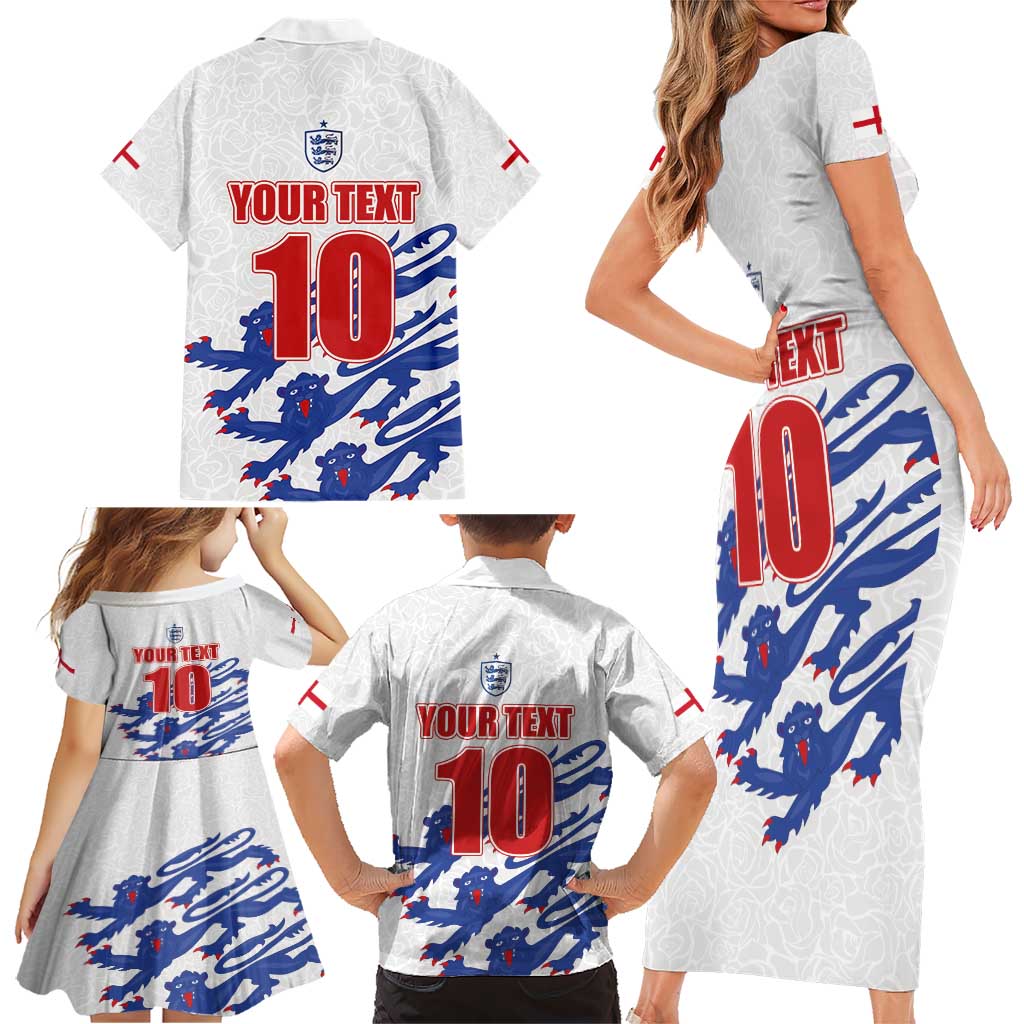 Custom England Football 2024 Road to The Champion Family Matching Short Sleeve Bodycon Dress and Hawaiian Shirt Football's Coming Home - Wonder Print Shop
