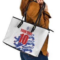 Custom England Football 2024 Road to The Champion Leather Tote Bag Football's Coming Home - Wonder Print Shop