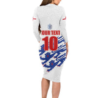 Custom England Football 2024 Road to The Champion Long Sleeve Bodycon Dress Football's Coming Home - Wonder Print Shop