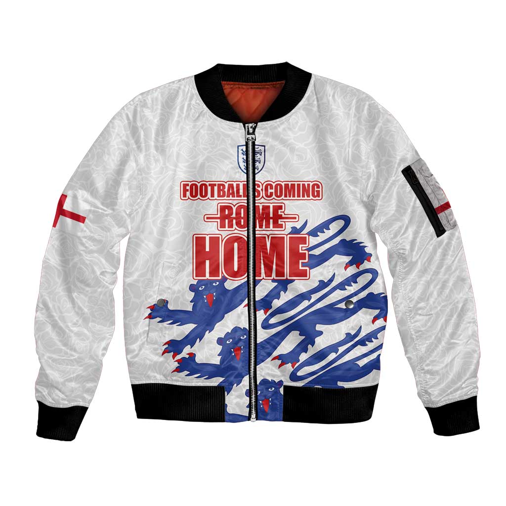 Custom England Football 2024 Road to The Champion Sleeve Zip Bomber Jacket Football's Coming Home - Wonder Print Shop