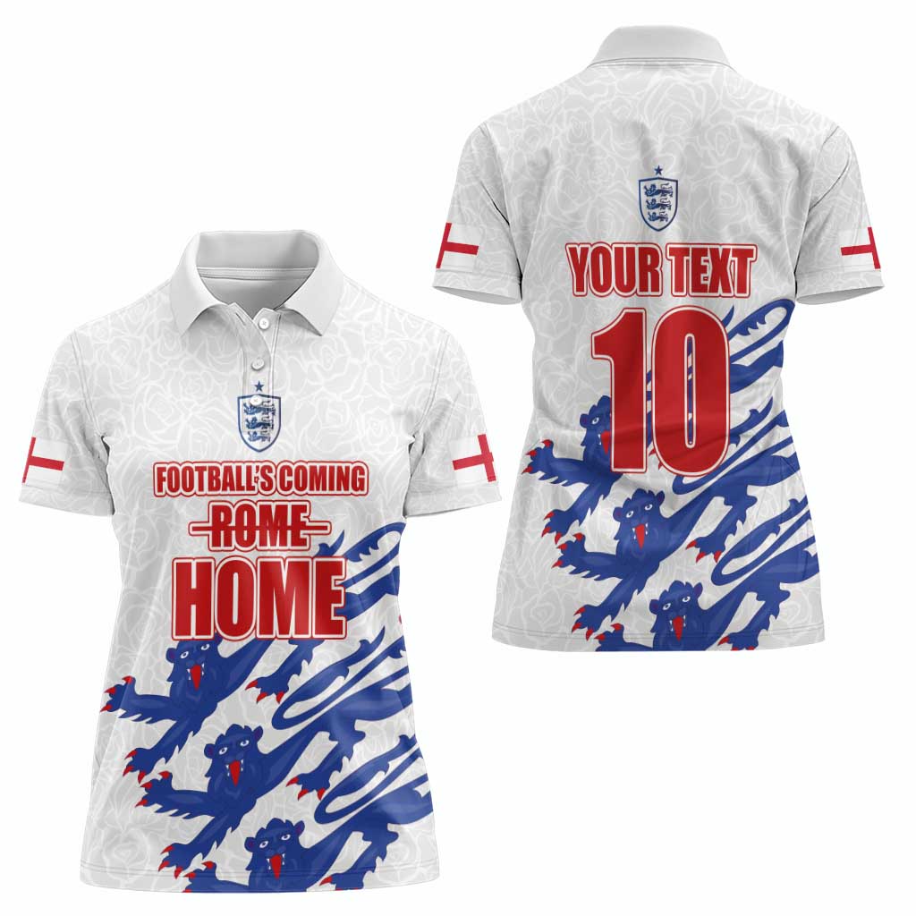 Custom England Football 2024 Road to The Champion Women Polo Shirt Football's Coming Home - Wonder Print Shop