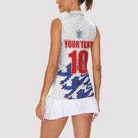 Custom England Football 2024 Road to The Champion Women Sleeveless Polo Shirt Football's Coming Home - Wonder Print Shop