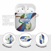 Guatemala Independence Day AirPods Case Resplendent Quetzal with Coat of Arms and Maya Textiles - Wonder Print Shop