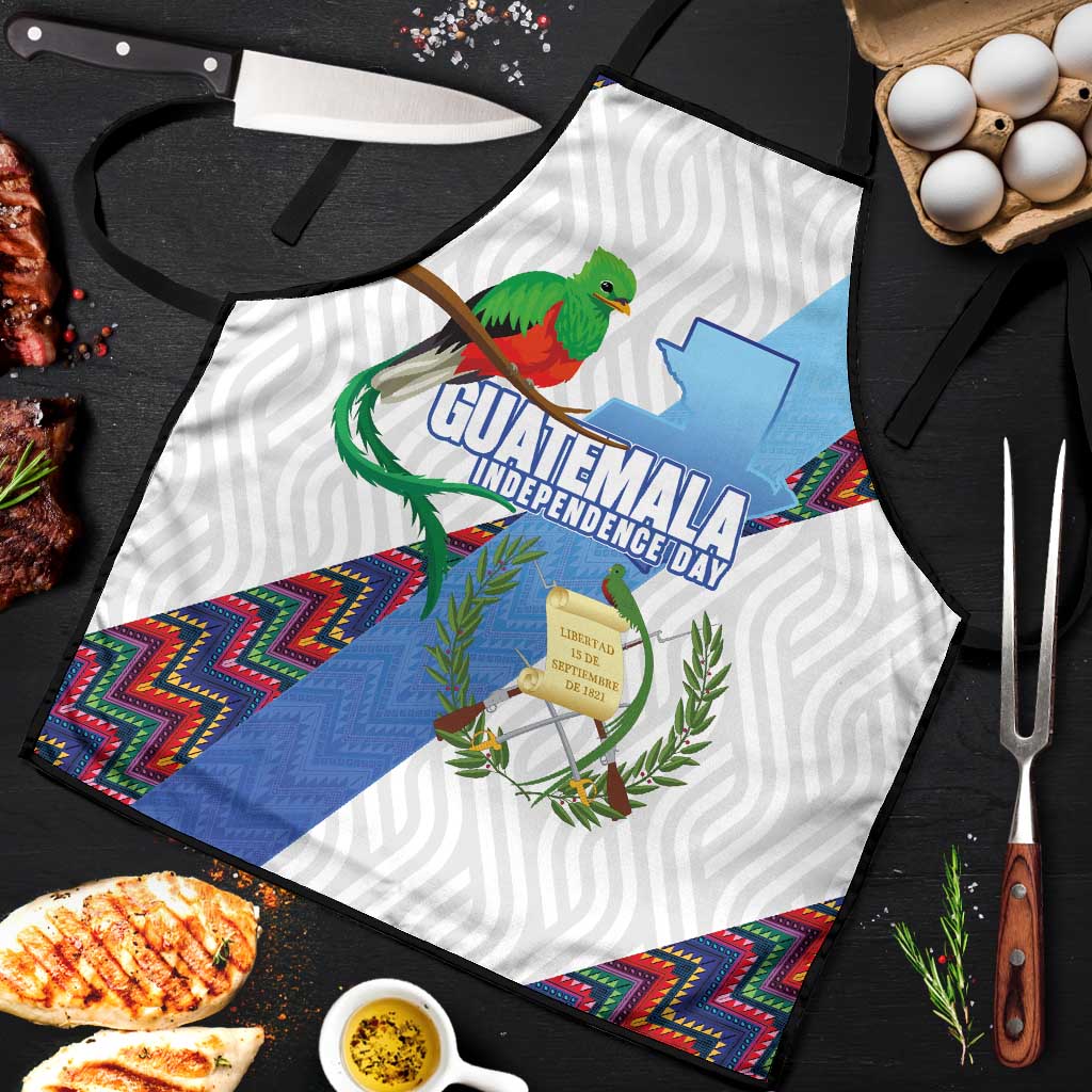 Guatemala Independence Day Apron Resplendent Quetzal with Coat of Arms and Maya Textiles - Wonder Print Shop