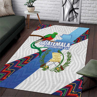 Guatemala Independence Day Area Rug Resplendent Quetzal with Coat of Arms and Maya Textiles - Wonder Print Shop