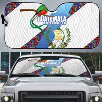 Guatemala Independence Day Auto Sun Shade Resplendent Quetzal with Coat of Arms and Maya Textiles - Wonder Print Shop