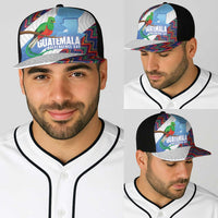 Guatemala Independence Day Baseball Net Cap Resplendent Quetzal with Coat of Arms and Maya Textiles - Wonder Print Shop