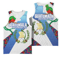 Guatemala Independence Day Basketball Jersey Resplendent Quetzal with Coat of Arms and Maya Textiles - Wonder Print Shop