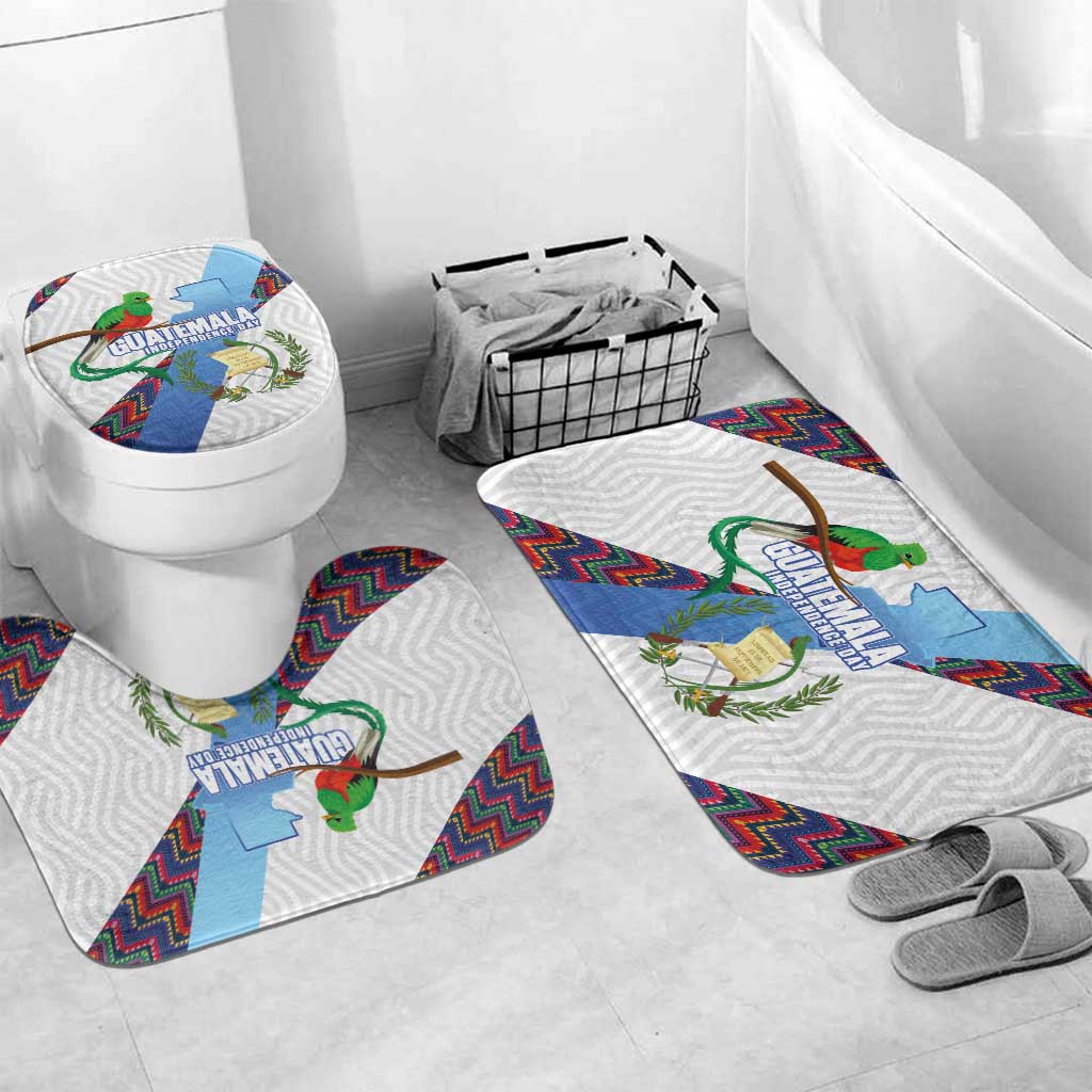 Guatemala Independence Day Bathroom Set Resplendent Quetzal with Coat of Arms and Maya Textiles - Wonder Print Shop