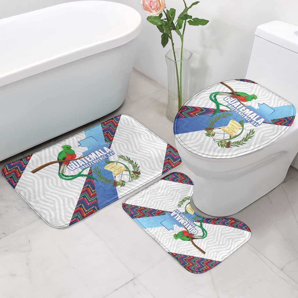 Guatemala Independence Day Bathroom Set Resplendent Quetzal with Coat of Arms and Maya Textiles - Wonder Print Shop