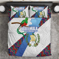 Guatemala Independence Day Bedding Set Resplendent Quetzal with Coat of Arms and Maya Textiles - Wonder Print Shop