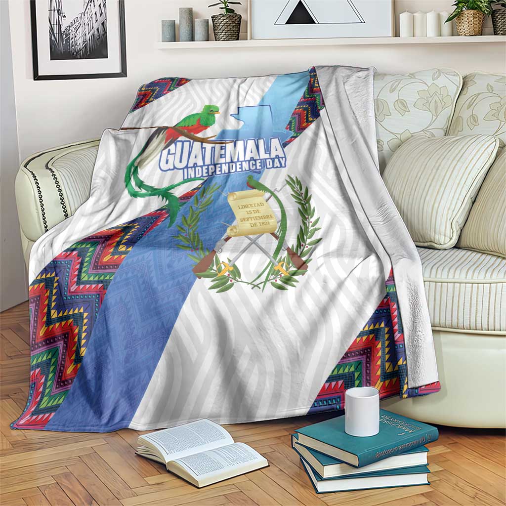 Guatemala Independence Day Blanket Resplendent Quetzal with Coat of Arms and Maya Textiles - Wonder Print Shop