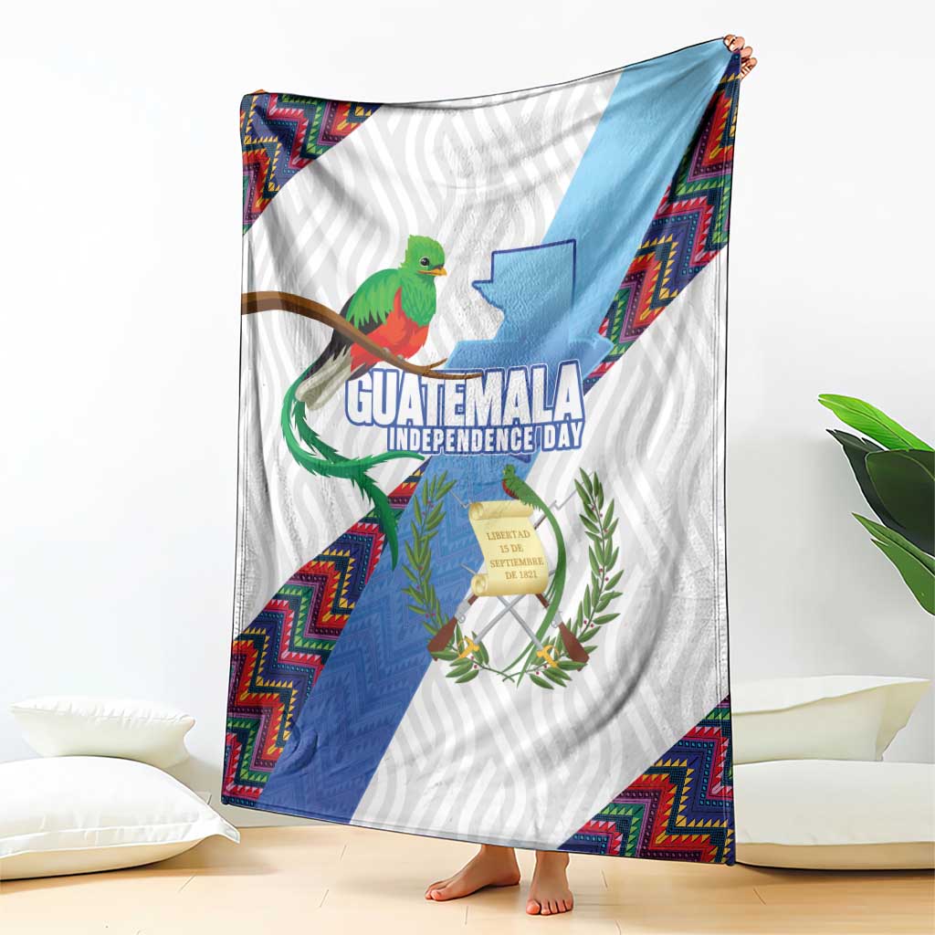 Guatemala Independence Day Blanket Resplendent Quetzal with Coat of Arms and Maya Textiles - Wonder Print Shop