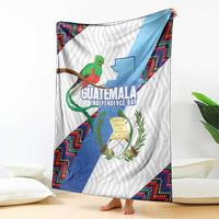 Guatemala Independence Day Blanket Resplendent Quetzal with Coat of Arms and Maya Textiles - Wonder Print Shop