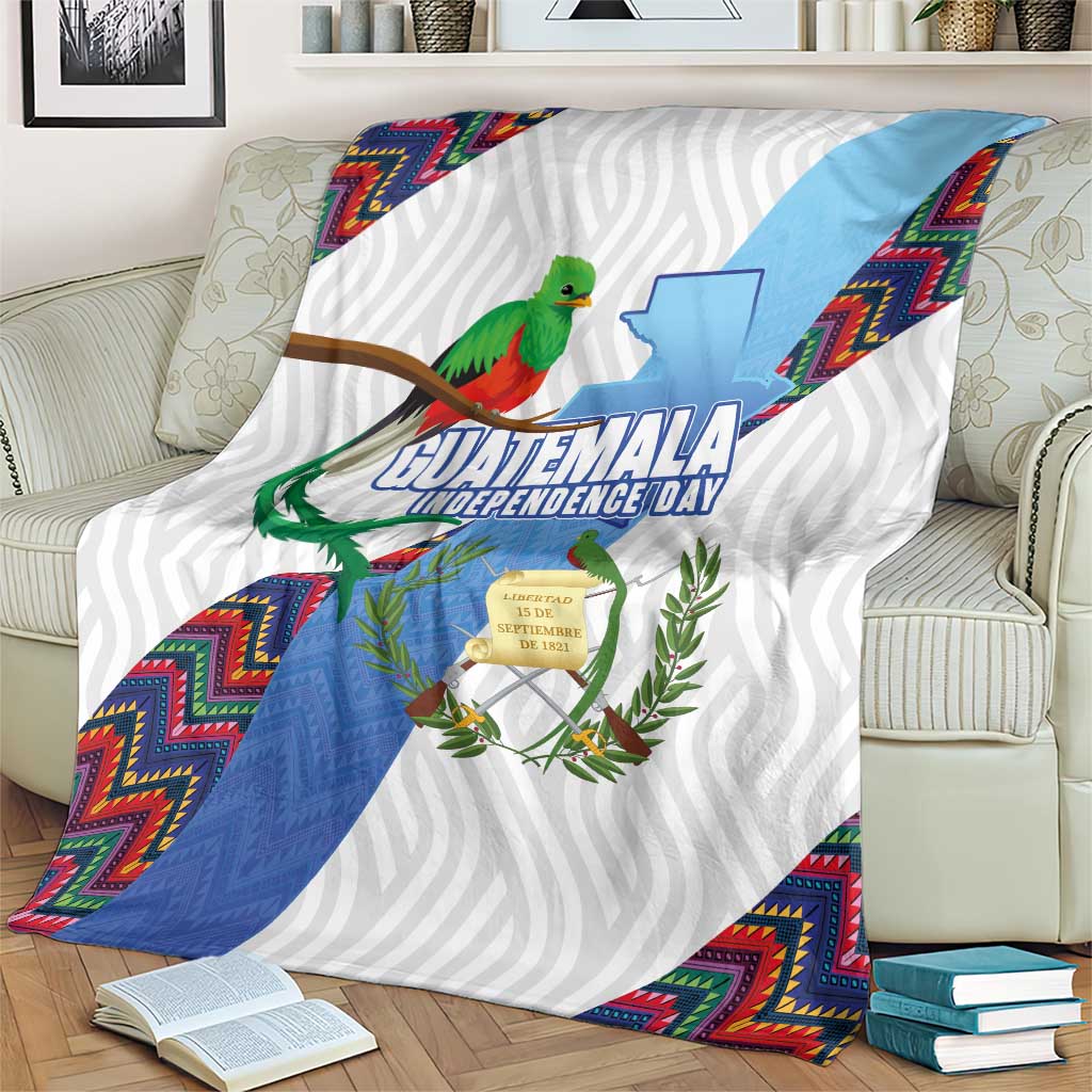 Guatemala Independence Day Blanket Resplendent Quetzal with Coat of Arms and Maya Textiles - Wonder Print Shop