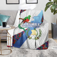 Guatemala Independence Day Blanket Resplendent Quetzal with Coat of Arms and Maya Textiles - Wonder Print Shop