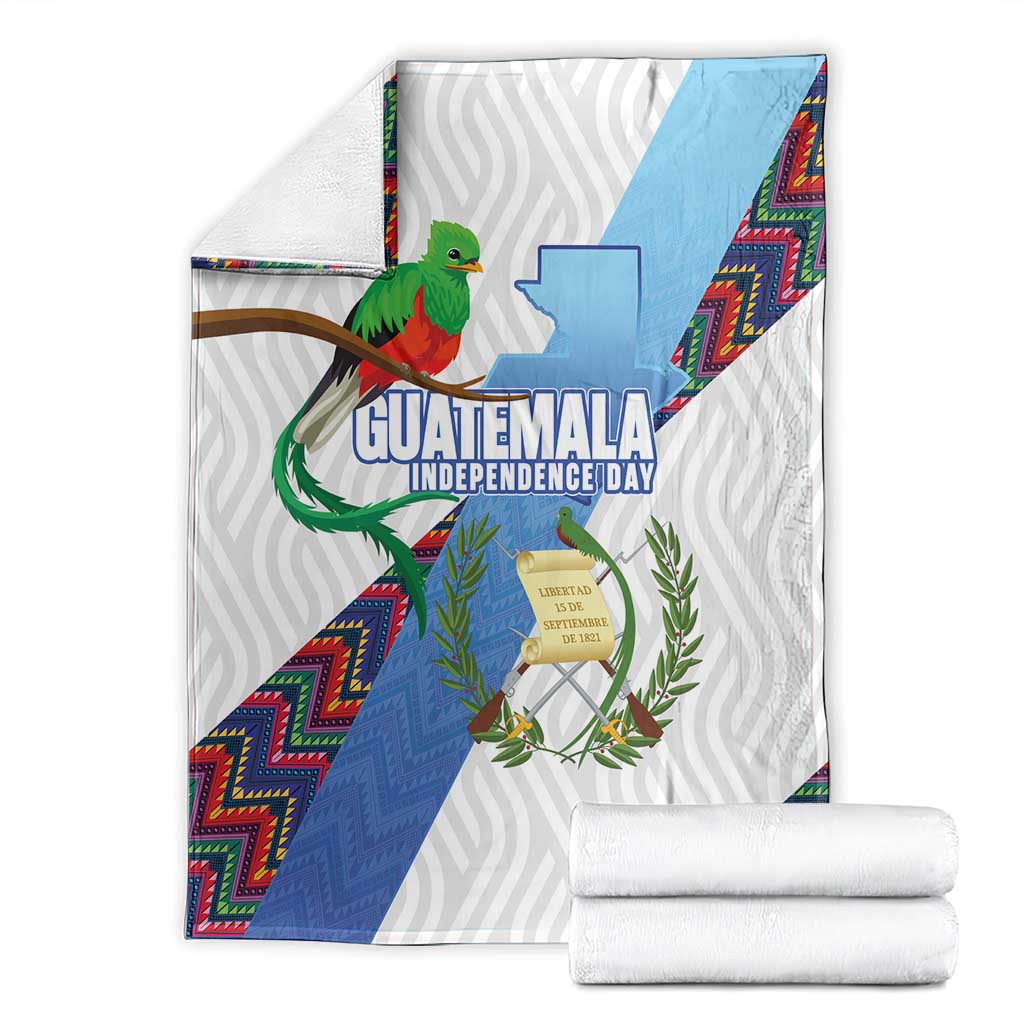 Guatemala Independence Day Blanket Resplendent Quetzal with Coat of Arms and Maya Textiles - Wonder Print Shop